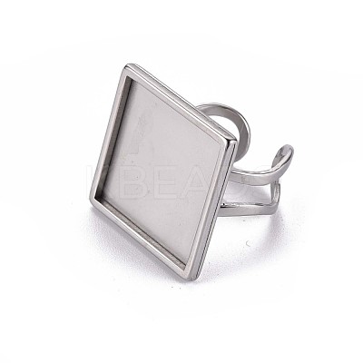 Tarnish Resistant 201 Stainless Steel Cuff Pad Ring Settings STAS-S080-041F-P-1