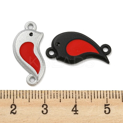 Spray Painted Alloy Couple Heart Connector Charms PALLOY-K018-02-1