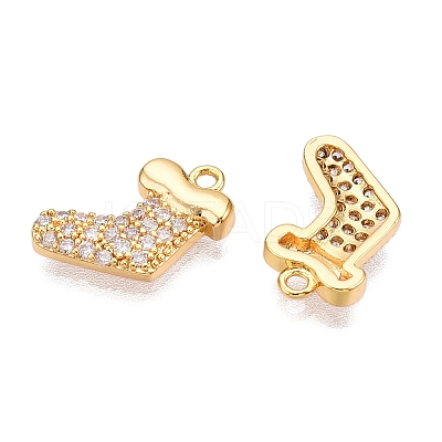 Christmas Theme Brass Micro Pave Clear Cubic Zirconia Charms KK-T073-17G-1