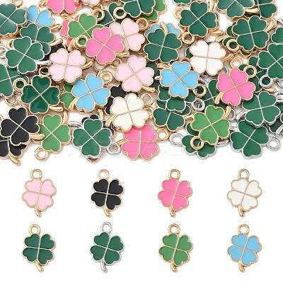 30Pcs 6 Colors Alloy Enamel Pendants ENAM-YW0004-98-1