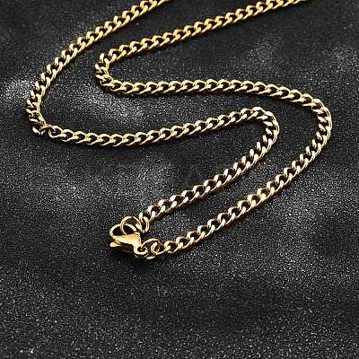 Ion Plating(IP) 304 Stainless Steel Curb Chain Necklaces NJEW-H492-01G-1