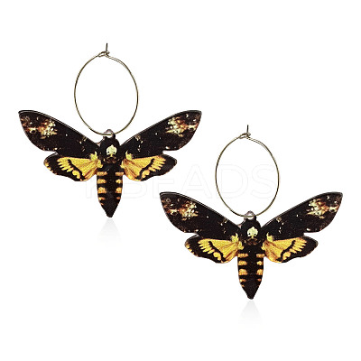 Butterfly Alloy Acrylic Hoop Earrings FS-WG09DCE-05-1
