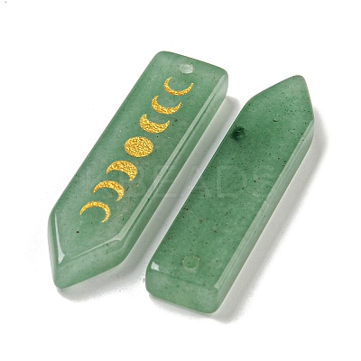 Natural Green Aventurine Moon Phase Pendants G-C145-01F-1