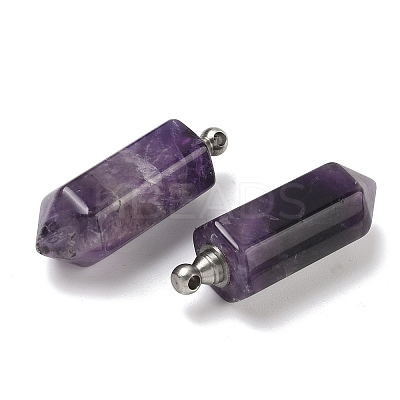 Natural Amethyst Perfume Bottle Pendants G-H332-09P-03-1