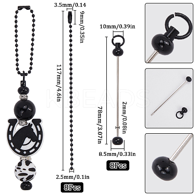 8Pcs Spray Printed Alloy Bar Beadable Pendant Decorations for Jewelry Making DIY Crafts IFIN-SC0001-77-1