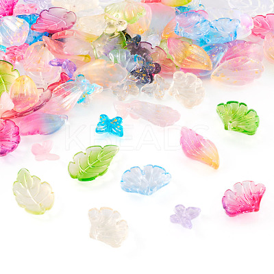 100Pcs 20 Styles Two Tone Transparent Spray Painted Glass Pendants GLAA-TA0002-07-1