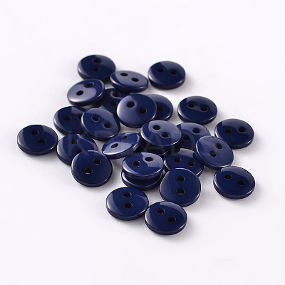 2-Hole Flat Round Resin Sewing Buttons for Costume Design BUTT-E119-28L-11-1