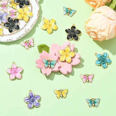 20Pcs 2 Styles Rack Plating Alloy Enamel Pendants ENAM-YW0005-69-1