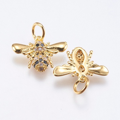 Brass Micro Pave Cubic Zirconia Pendants RB-I077-20G-RS-1