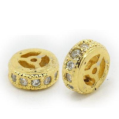 Brass Cubic Zirconia Beads ZIRC-F001-111G-1