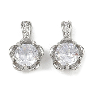 Brass Micro Pave Cubic Zirconia Charms KK-F906-01P-1