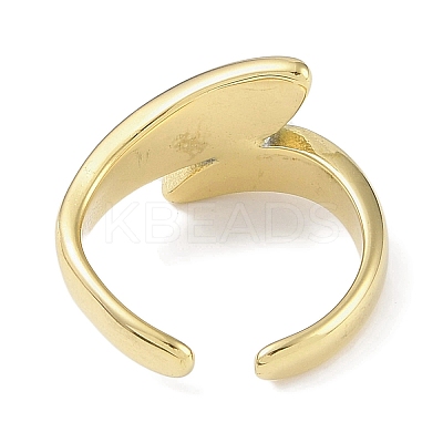 Leaf 304 Stainless Steel Rhinestone Cuff Ring for Women RJEW-C099-03G-01-1