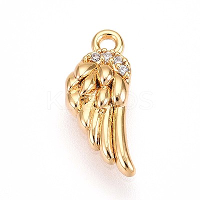 Brass Micro Pave Clear Cubic Zirconia Pendants KK-T075-18G-1