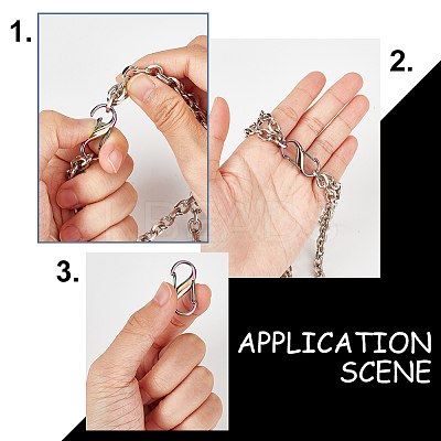 8Pcs Aluminium Alloy Double Gated Carabiner S-Hook Clasps FIND-WR0007-80-1