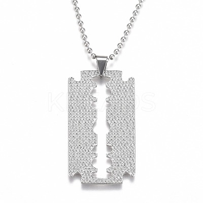 Rainbow Alloy Blade Pendant Necklaces NJEW-O121-02P-1