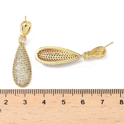 Teardrop Brass Micro Pave Cubic Zirconia Dangle Stud Earrings for Women EJEW-A132-04G-1