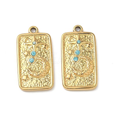 304 Stainless Steel Rhinestone Pendants STAS-L308-02A-G-1