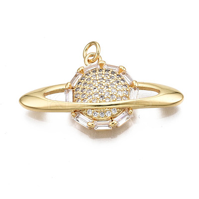 Brass Micro Pave Clear Cubic Zirconia Pendants KK-Q769-025-NF-1