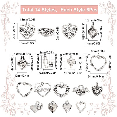 84PCS 14Style Tibetan Style Alloy Pendants TIBE-SC0009-24-1