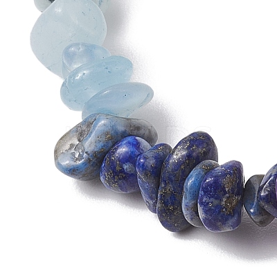 Chakra Natural Rose Quartz & Quartz Crystal & Red Jasper & Green Aventurine & Lapis Lazuli & Amethyst Chip Beaded Stretch Bracelets BJEW-JB10777-02-1
