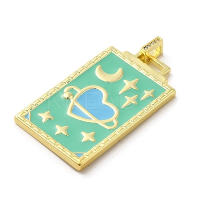 Brass Micro Pave Cubic Zirconia Pendant with Enamel KK-H458-02G-K01-1