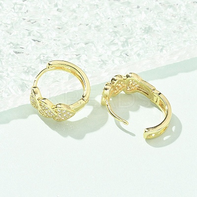 Brass Micro Pave Clear Cubic Zirconia Hoop Earrings EJEW-C122-03G-1
