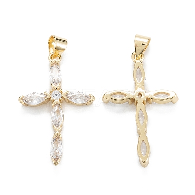 Brass Micro Pave Clear Cubic Zirconia Pendants ZIRC-M115-30G-1