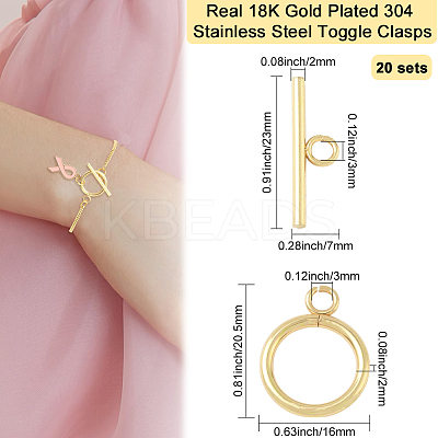 20 Sets 304 Stainless Steel Toggle Clasps STAS-BBC0008-07-1