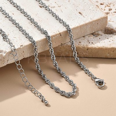 3mm Brass Rope Chain Necklaces for Men Women NJEW-G160-10P-1
