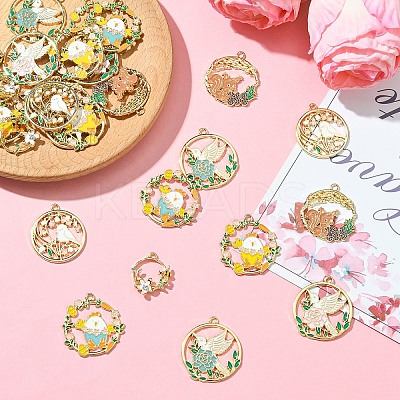 28Pcs 7 Styles Alloy Enamel Pendants ENAM-YW0004-90-1