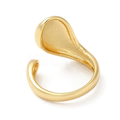 Rack Plating Brass Blank Teardrop Open Cuff Rings RJEW-E290-03G-1