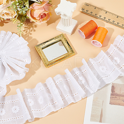 Cotton Flower Pattern Embroidery Lace Ribbon OCOR-WH0078-166-1