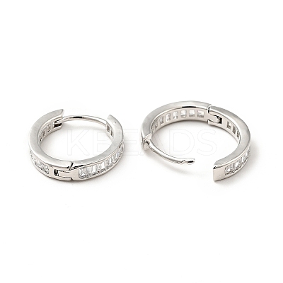 Clear Cubic Zirconia Hinged Hoop Earrings EJEW-F288-09P-1