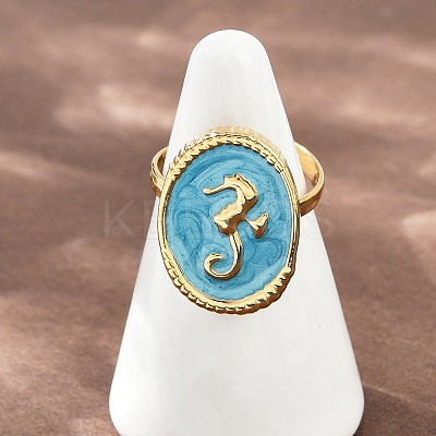 304 Stainless Steel Enamel Open Cuff Rings for Women RJEW-K301-06B-01-1