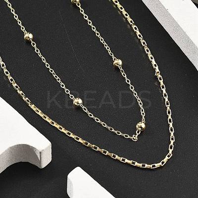 Brass Double Layer Necklaces NJEW-D302-54G-1