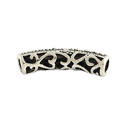 Tibetan Style Hollow Alloy Curved Tube Beads X-TIBEB-Q058-16AS-FF-1