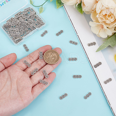 100Pcs Tibetan Style Alloy Spacer Bars TIBE-GO0001-08-1