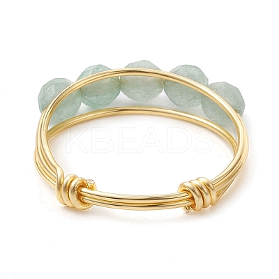 Natural Round Green Aventurine Beaded Finger Rings RJEW-TA00118-04-1