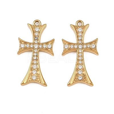 304 Stainless Steel Micro Pave Cubic Zirconia Pendants STAS-A132-04A-G-1