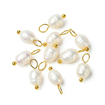 10Pcs Natural Cultured Freshwater Pearl Rice Charms PALLOY-YW00075-1