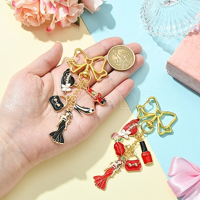 Women Bag Hat Shoes Alloy Enamel Pendant Decoration HJEW-YW00080-01-1