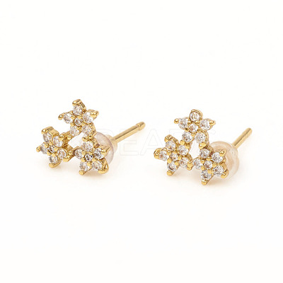 Brass Stud Earrings EJEW-L247-02G-1