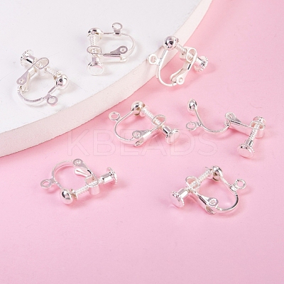 Brass Screw On Clip-on Earring Findings X-KK-L164-01S-1