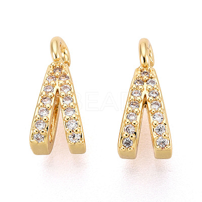 Brass Micro Pave Clear Cubic Zirconia Charms KK-N276-18G-1