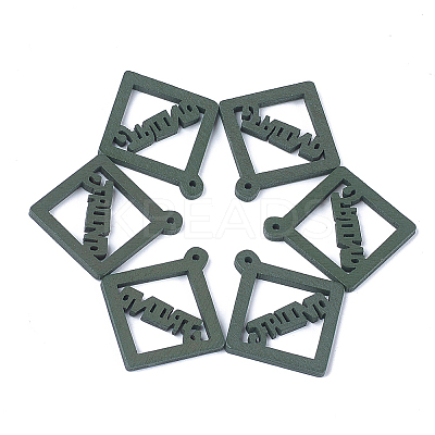 Spray Painted Wood Pendants WOOD-T017-05D-1