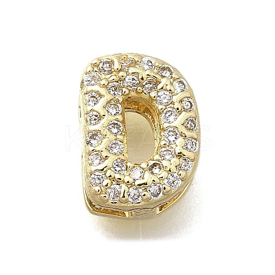 Brass Micro Pave Cubic Zirconia Letter Multi-Strand Links KK-D295-32G-04-1