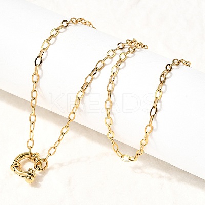 304 Stainless Steel Cable Chain Necklaces with Spring Ring Clasps for Women NJEW-Z091-15G-1
