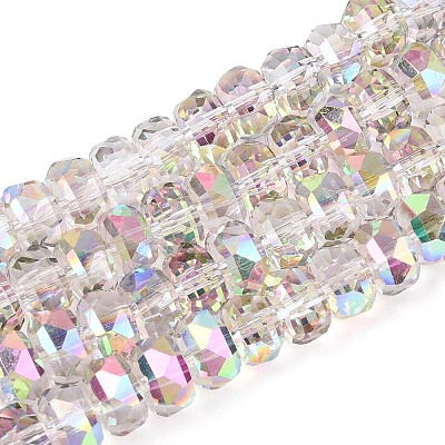 Electroplate Transparent Glass Beads Strands X-EGLA-N022-04A-D18-1