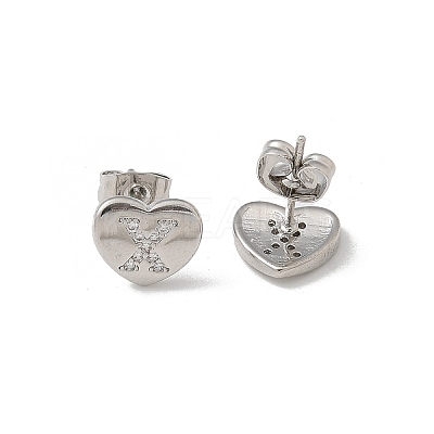 Rack Plating Brass Micro Pave Clear Cubic Zirconia Stud Earrings EJEW-K299-01P-X-1
