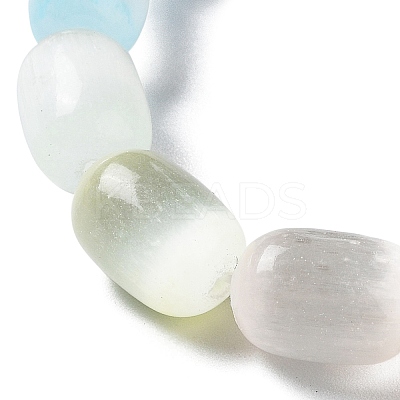 Natural Selenite Column Beaded Stretch Bracelet for Women BJEW-I312-04-1